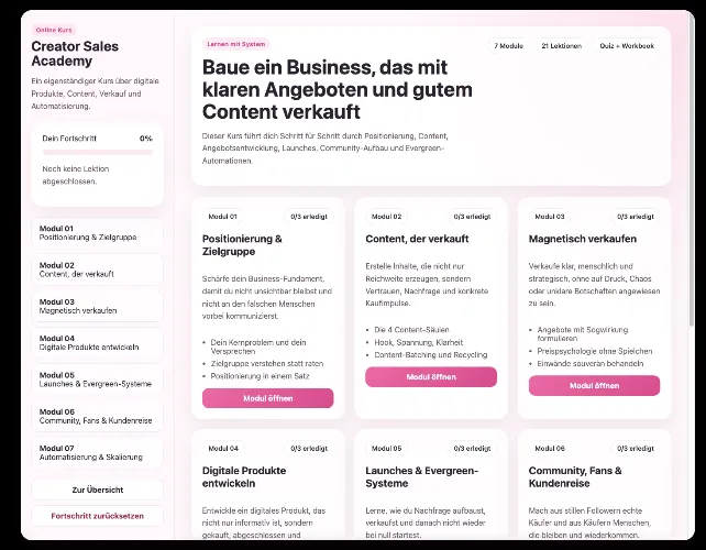 Preview of an Instagram marketing course
