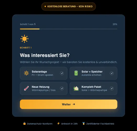 Screenshot des Solar-Funnels