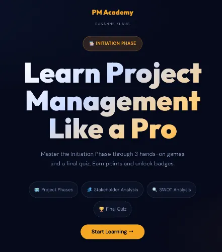 Screenshot der PM Academy